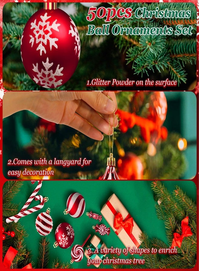 BTU 50Pcs Christmas Candy Cane Ornament Lollipop Ornaments for Christmas Tree Decorations,Red and White, 12 Style Assorted Shapes with Hanging String for Xmas New Year Holiday Festival Home Party Decor - Image 3
